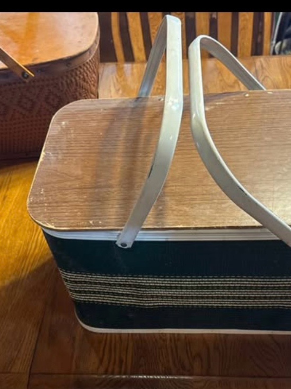 Vintage Picnic Basket Cooler - Dark Green